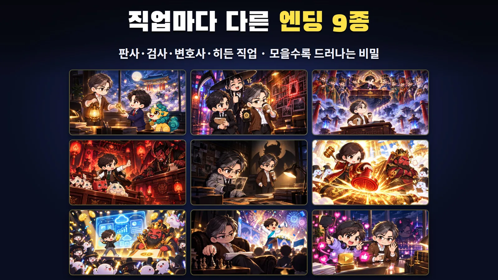 직업마다 다른 엔딩 9종 일러스트